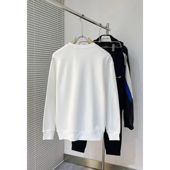 Moncler Men's and Women's Crew Neck White Long Sleeve T-Shirt
